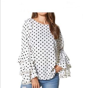 Ruffle Sleeve Polka Dot Blouse